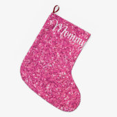 Roze mousserend glitterpatroon grote kerstsok (Voorkant (Hangend))