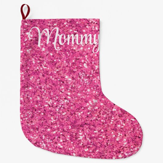 Roze mousserend glitterpatroon grote kerstsok (Voorkant)