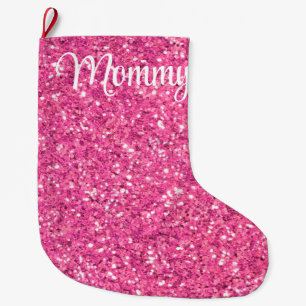 Roze mousserend glitterpatroon grote kerstsok