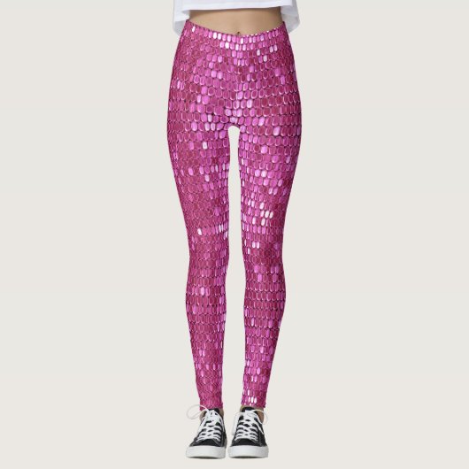 Roze mousserende Fancy leggings (Voorkant)
