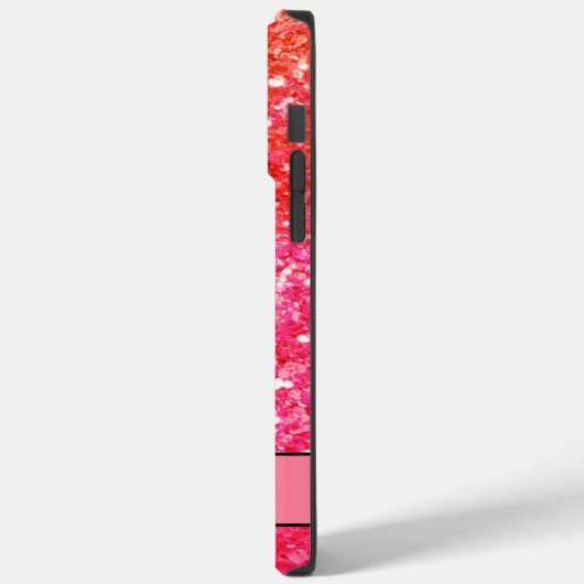 Roze mousserende glitter Flamingo monogrammen Case-Mate iPhone Case (Achterkant / Links)