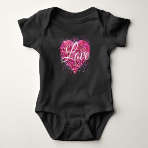 Roze mousserende harsen, liefdesgraffiti-valentijn romper