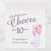 Roze Mousserende Wijn 10e verjaardag aangepaste wi Wijn Etiket (Enkel label)