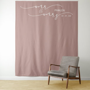 Roze 'Mr. en Mrs.' Trouwbanner Wandkleed