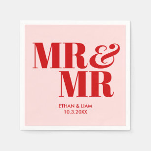 Roze Mr. & Mr. bruidegom gepersonaliseerde bruilof Servet