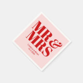 Roze Mr & Mrs Gepersonaliseerde bruiloft servetten (Hoek)