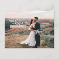 Roze Mr & Mrs Monogram Wedding Foto Dank u