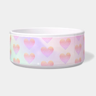 Roze muggeziften harten op de Unicorn Rainbow Pet Voerbakje