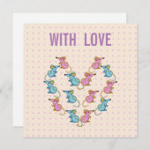 Roze muizen, blauwe muizen harten bedankkaart (Voorkant / Achterkant)