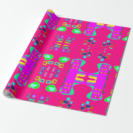 roze multi-patterned design inpakpapier (Uitgerold)
