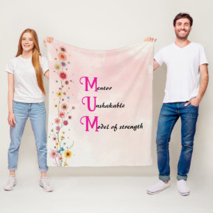 Roze MUM Acroniem Moederdag Fleece Deken