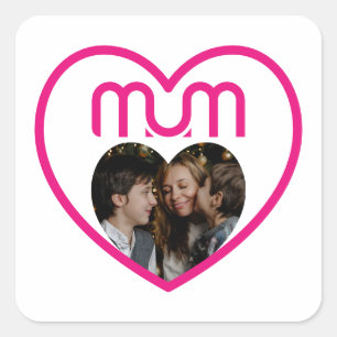 Roze MUM Liefde Fotolijst Vierkante Sticker