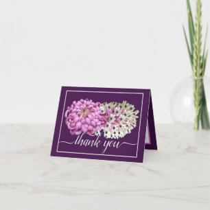 Roze Mum & Witte Orchidee Botanische Bedankkaart Kaart