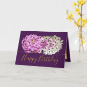 Roze Mum & Witte Orchideeën Bloemen Boeket Verjaar Kaart (Gele Bloem)