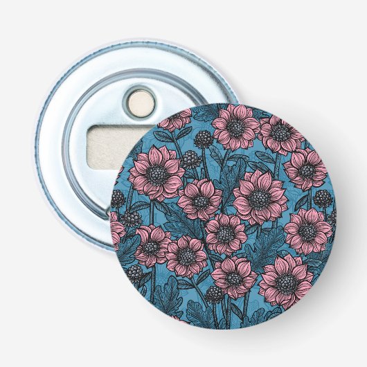 Roze Mums Button Flesopener (Voorkant)
