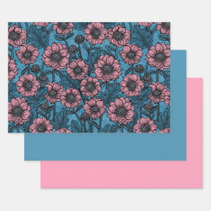 Roze Mums Inpakpapier Vel