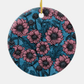 Roze Mums Keramisch Ornament (Achterkant)