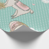 Roze, Munt en Goud Glitter Woestijn Steampunk Llam Cadeaupapier (Hoek)