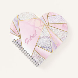 Roze Murble Elegant Heart Notitieboek Schetsboek