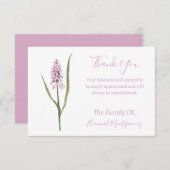 Roze Muscari Begrafenis & Sympathie Dank u Kaarten Notitiekaartje (Voorkant / Achterkant)