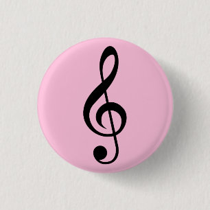 Roze Music Clef badge Ronde Button 3,2 Cm