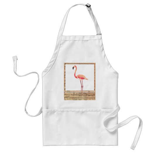 Roze Musical Flamingo Apron Standaard Schort (Voorkant)