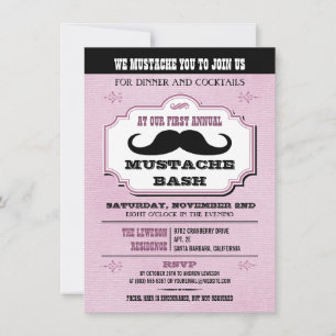 Roze Mustache Bash Kaart