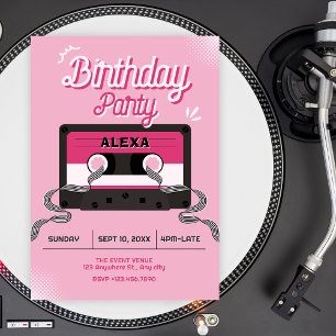 Roze muziek cassette kaart