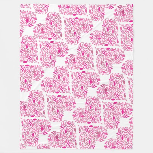Roze Muziek Note Hearts Fleece Deken (Voorkant)