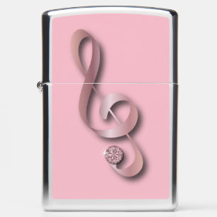 Roze Muziek Note Jewel Zippo aansteker Diamond Des
