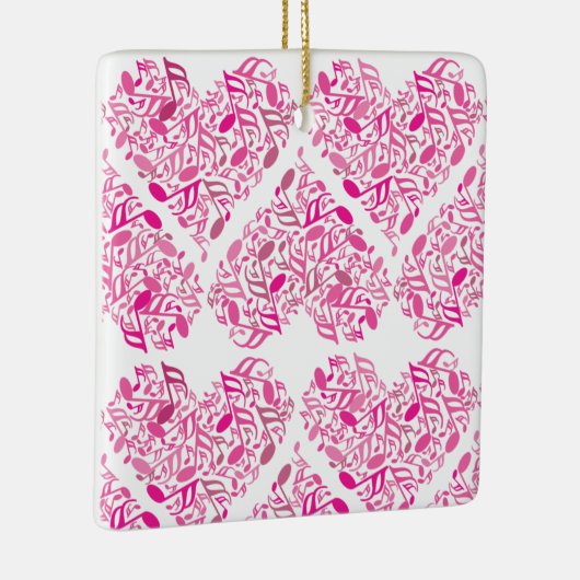 Roze muziek notitie harten keramisch ornament (Rechts)