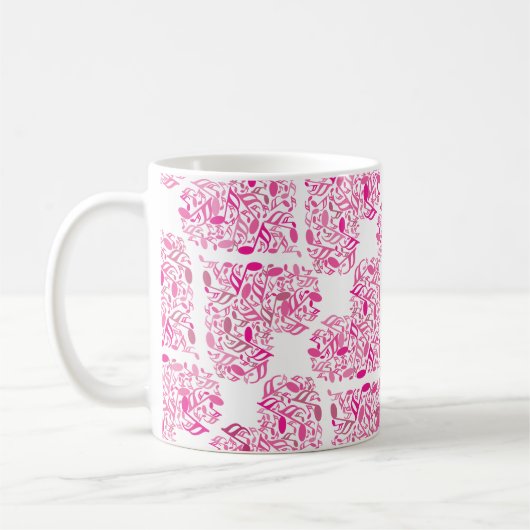 Roze muziek notitie harten koffiemok (Links)