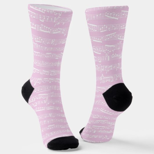 Roze Muziek Sokken - Girly Musical Notes Sokken (Gebogen)