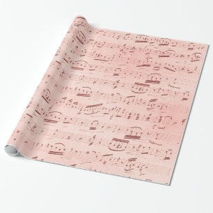 Roze muzieknoten cadeaupapier