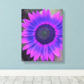 Roze N Paarse Zonnebloem Verpakt Canvas Afdruk (Insitu (Houten vloer))