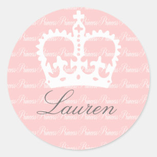 Roze-n-White prinses Ronde Sticker
