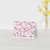 Roze naaien thema Notecard Kaart (Gele Bloem)