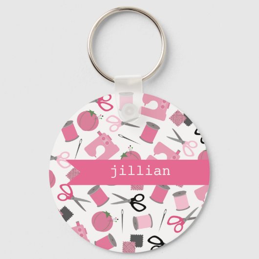 Roze naaigarige Sleutelhanger (Voorkant)