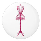 Roze naaigarist Bodice Form Ceramic Knob. Keramische Knop (Voorkant)