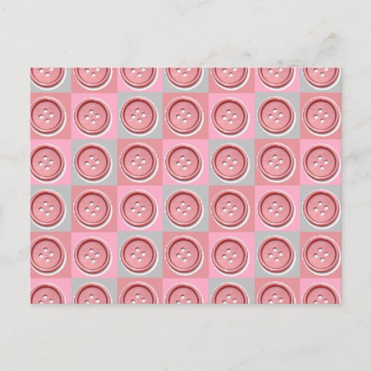 Roze naaiknoop aangevinkt briefkaart (Voorkant)