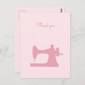 Roze naaimachine gepersonaliseerde bedankkaart briefkaart (Voorkant / Achterkant)