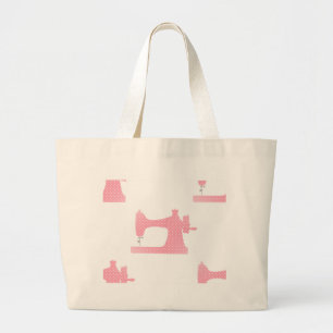roze naaimachine grote tote bag