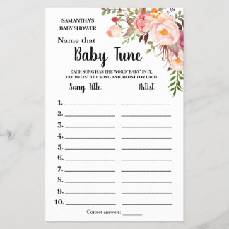 Roze naam Baby tweetalige douchegame-kaart Flyer