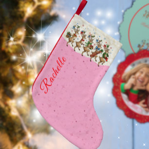 Roze Naam Marcherende Excentrieke Kerst Reindeer Kleine Kerstsok