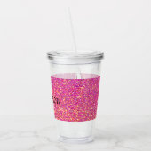 Roze naam van Glitter Monogram Acryl Drinkbeker (Links)