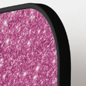 Roze naam van het glitterscript pickleball paddle (Links Detail)