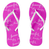 Roze - naampatroon Slim Straps Teenslippers (Voetbed)