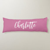 Roze naamscript lichaamskussen (Voorkant)