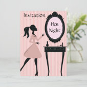 Roze nacht uitnodiging (Staand voorkant)