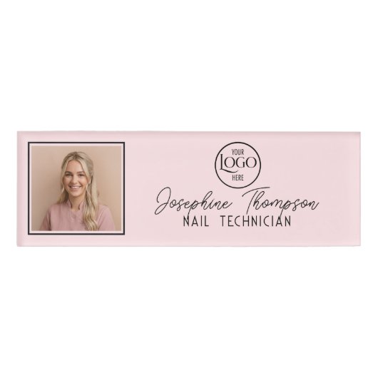 Roze Nageltechnicus Salon Branding Naambadge (Voorkant)